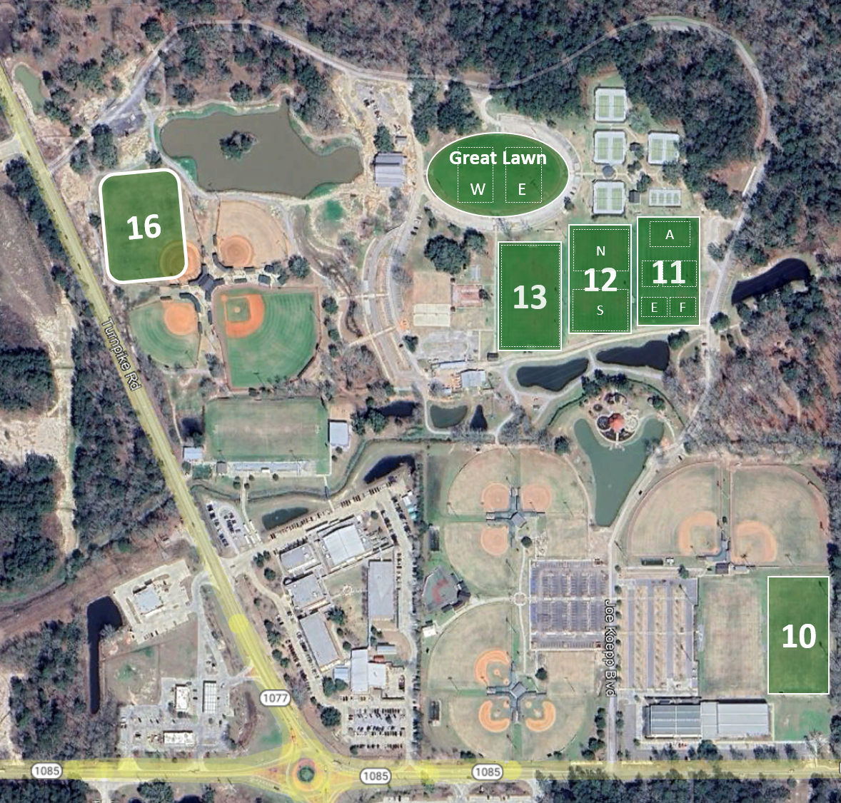 Map of Soccer Fields at Coquille Park