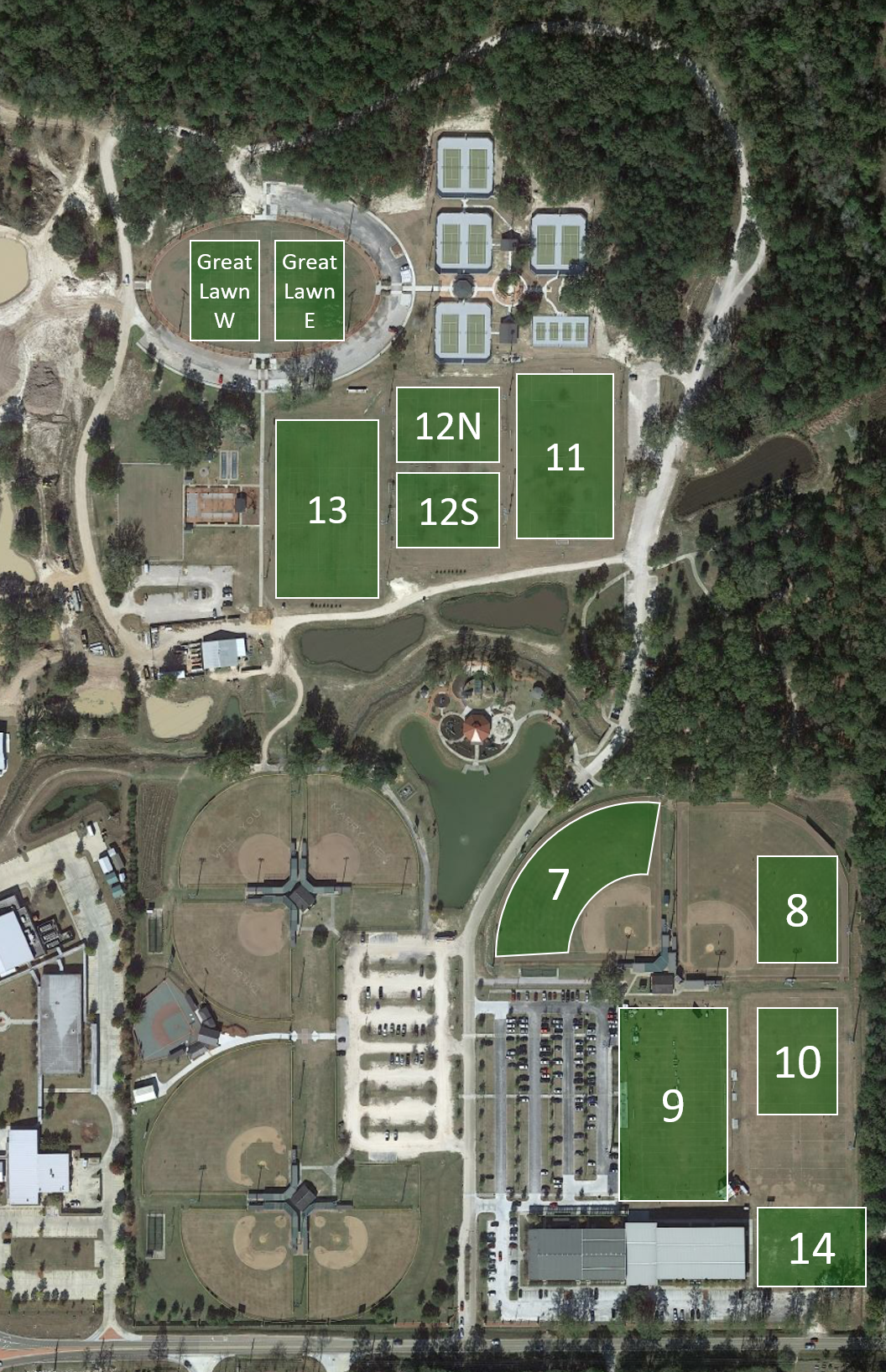 Map of Soccer Fields at Coquille Park